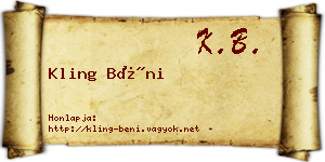 Kling Béni névjegykártya